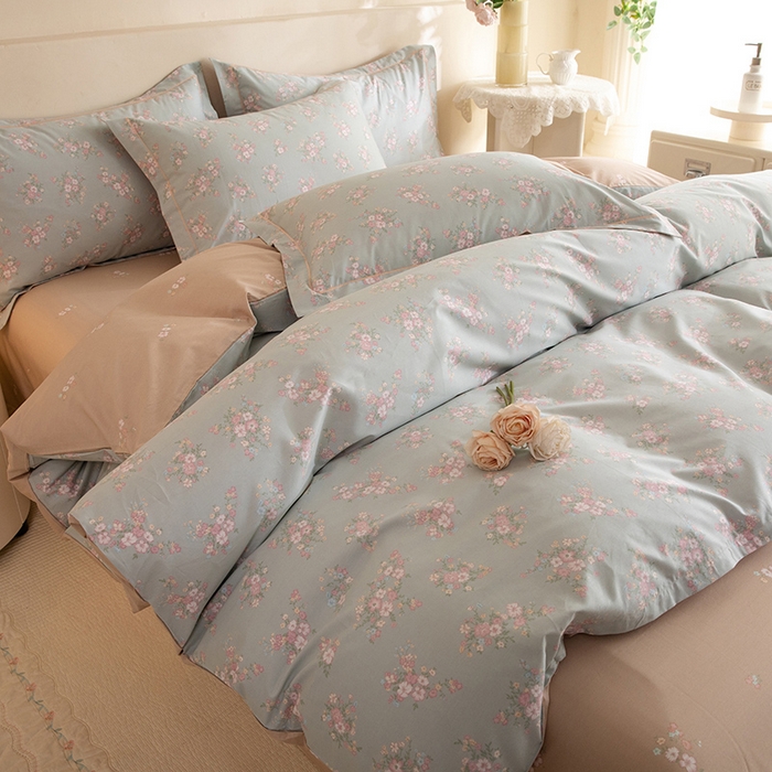 91家纺网 家纺一手货源 找家纺 磨毛世家家纺 206新款铂金凯丽全棉四件套 小巷人家-绿