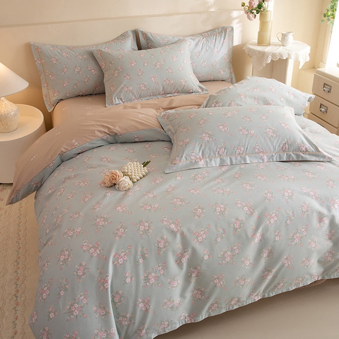 91家纺网 家纺一手货源 找家纺 磨毛世家家纺 206新款铂金凯丽全棉四件套 小巷人家-绿