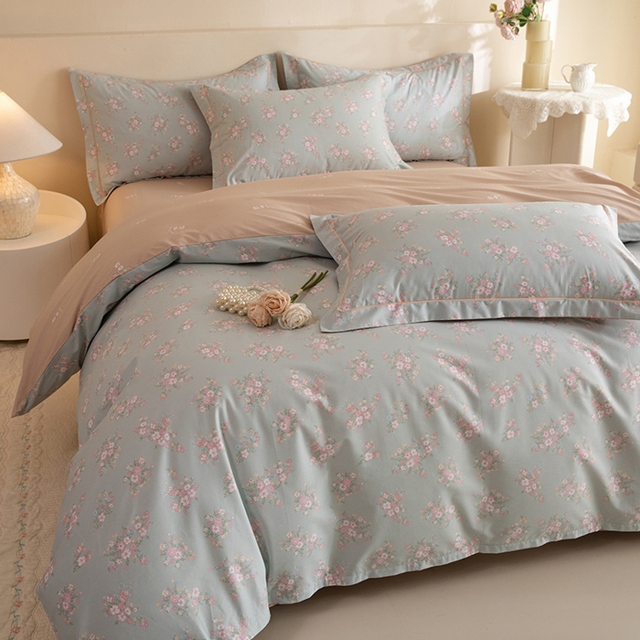 91家纺网 家纺一手货源 找家纺 磨毛世家家纺 206新款铂金凯丽全棉四件套 小巷人家-绿