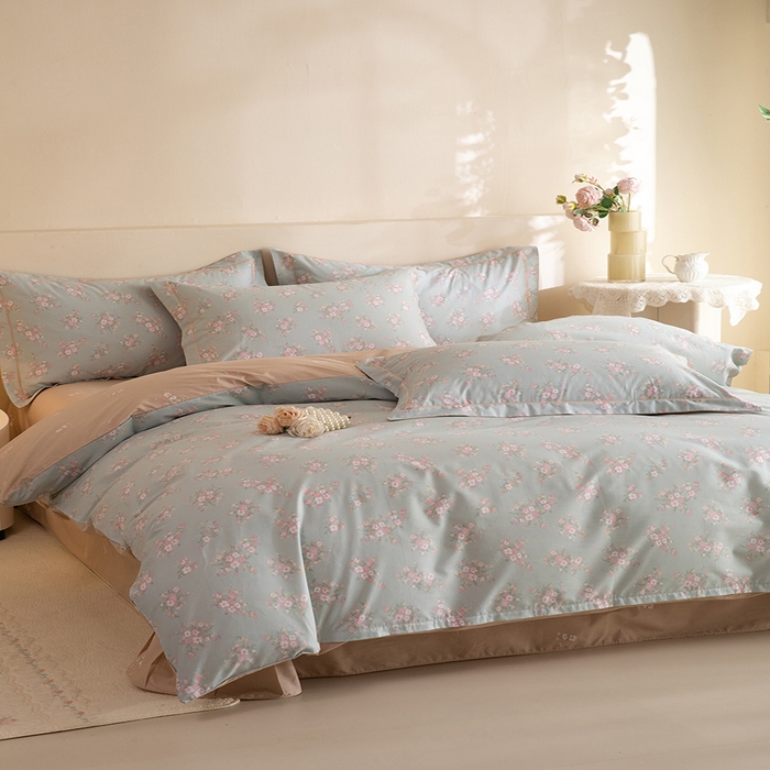 91家纺网 家纺一手货源 找家纺 磨毛世家家纺 206新款铂金凯丽全棉四件套 小巷人家-绿