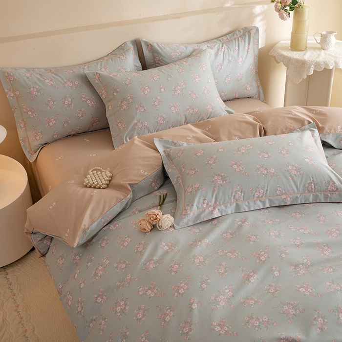 91家纺网 家纺一手货源 找家纺 磨毛世家家纺 206新款铂金凯丽全棉四件套 小巷人家-绿