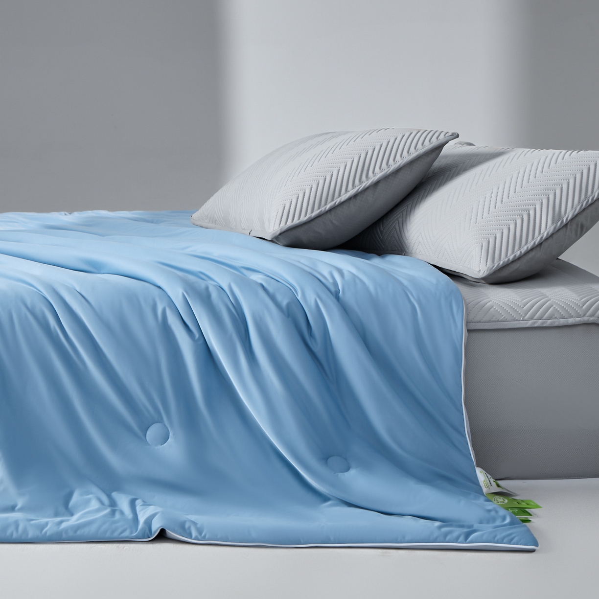 91家纺网 家纺一手货源 找家纺 绒城 2026新款冰爽系列-凉感丝夏被四件套 海蓝