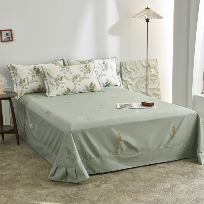 91家纺网 家纺一手货源 找家纺 磨毛世家家纺 206新款铂金凯丽全棉四件套 一汪春水-绿