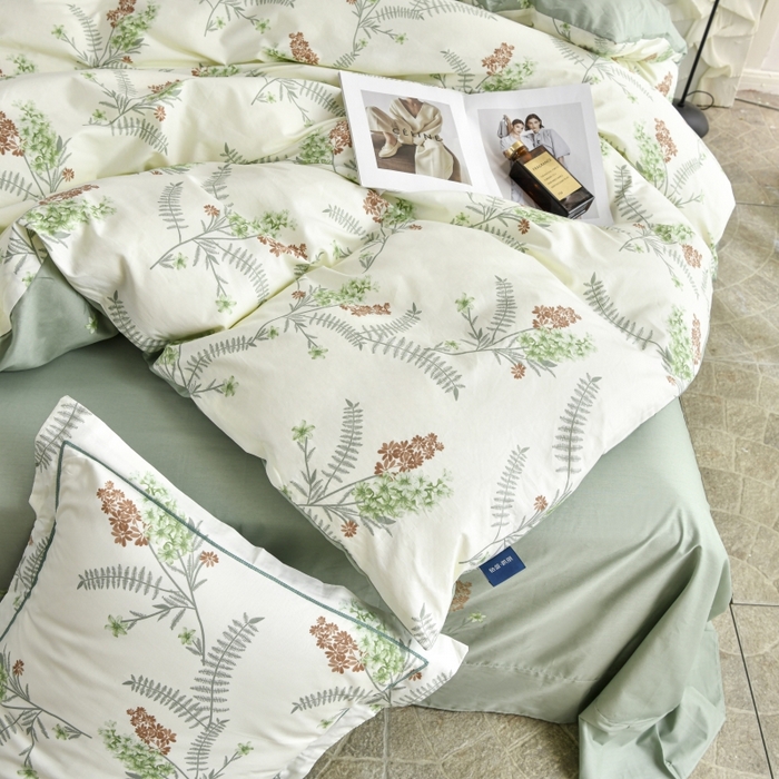 91家纺网 家纺一手货源 找家纺 磨毛世家家纺 206新款铂金凯丽全棉四件套 一汪春水-绿