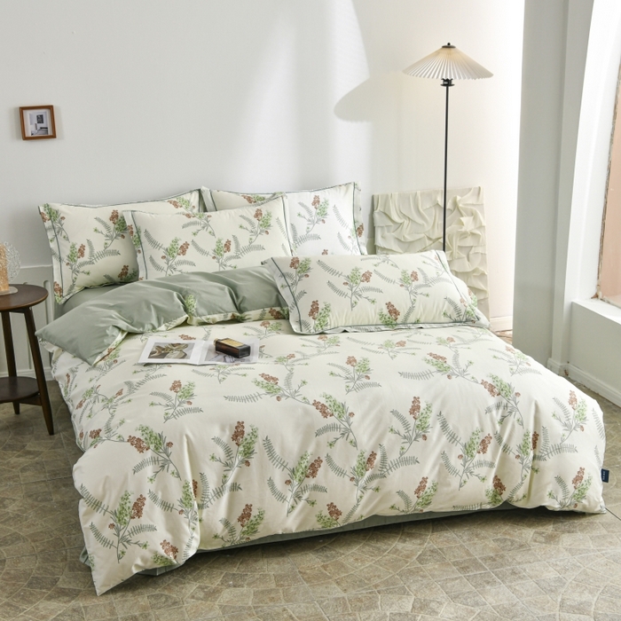 91家纺网 家纺一手货源 找家纺 磨毛世家家纺 206新款铂金凯丽全棉四件套 一汪春水-绿