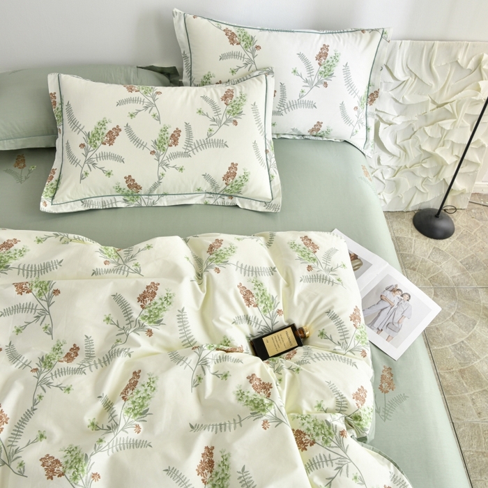 91家纺网 家纺一手货源 找家纺 磨毛世家家纺 206新款铂金凯丽全棉四件套 一汪春水-绿