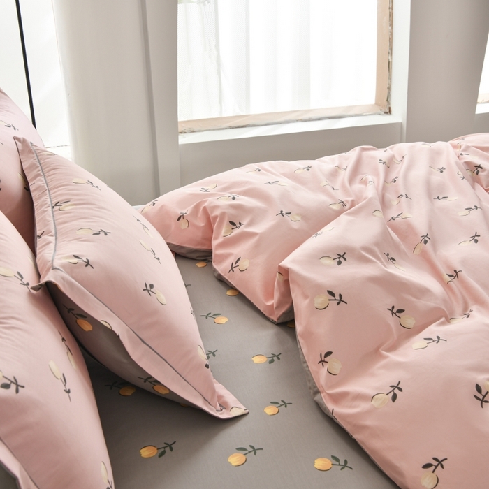 91家纺网 家纺一手货源 找家纺 磨毛世家家纺 206新款铂金凯丽全棉四件套 樱草杏-粉