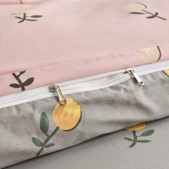 91家纺网 家纺一手货源 找家纺 磨毛世家家纺 206新款铂金凯丽全棉四件套 樱草杏-粉