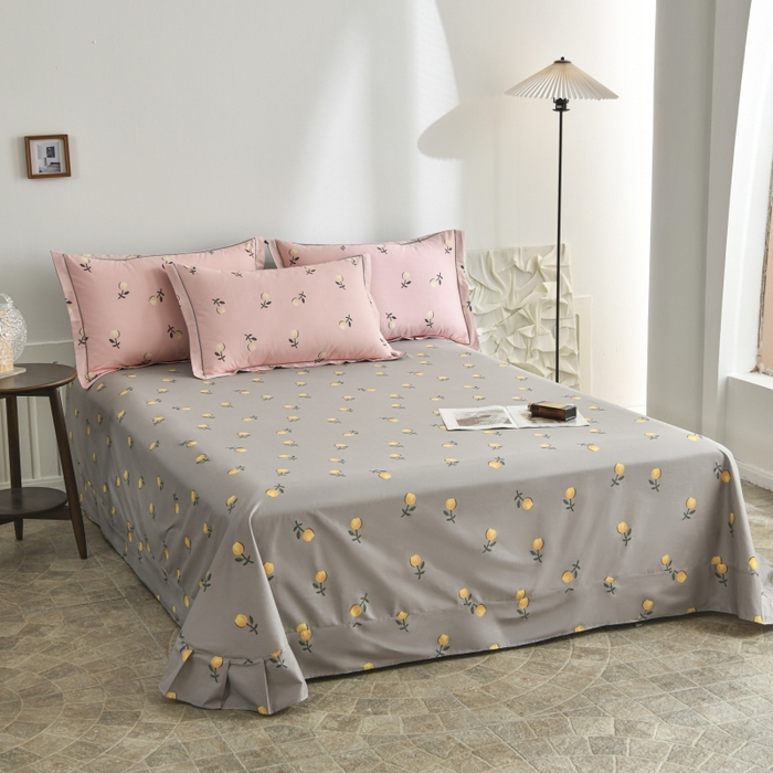 91家纺网 家纺一手货源 找家纺 磨毛世家家纺 206新款铂金凯丽全棉四件套 樱草杏-粉