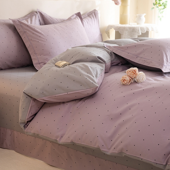 91家纺网 家纺一手货源 找家纺 磨毛世家家纺 206新款铂金凯丽全棉四件套 芝芙-紫灰