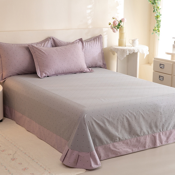 91家纺网 家纺一手货源 找家纺 磨毛世家家纺 206新款铂金凯丽全棉四件套 芝芙-紫灰