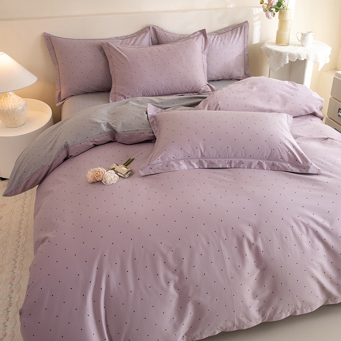 91家纺网 家纺一手货源 找家纺 磨毛世家家纺 206新款铂金凯丽全棉四件套 芝芙-紫灰