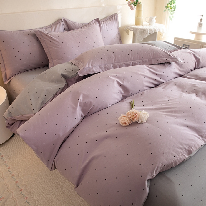 91家纺网 家纺一手货源 找家纺 磨毛世家家纺 206新款铂金凯丽全棉四件套 芝芙-紫灰