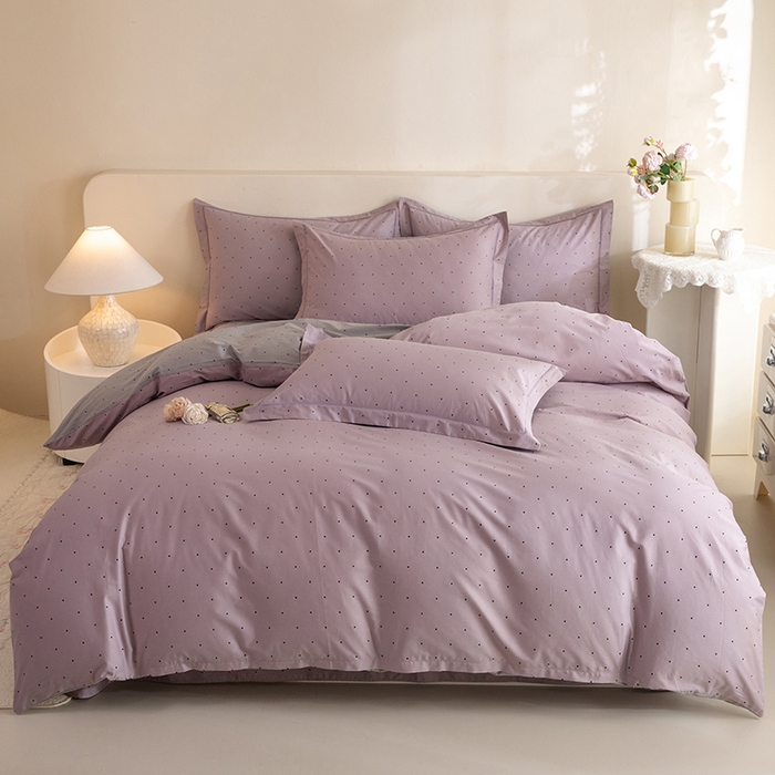 磨毛世家家纺 206新款铂金凯丽全棉四件套 芝芙-紫灰
