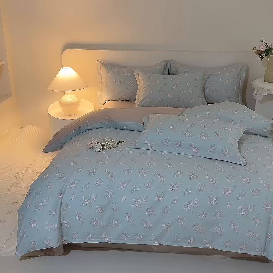 91家纺网 家纺一手货源 找家纺 磨毛世家家纺 206新款铂金凯丽全棉四件套 小巷人家-绿