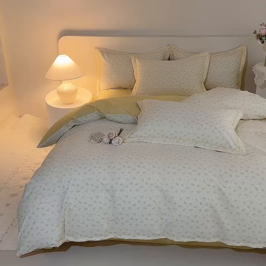 91家纺网 家纺一手货源 找家纺 磨毛世家家纺 206新款铂金凯丽全棉四件套 漫花恬