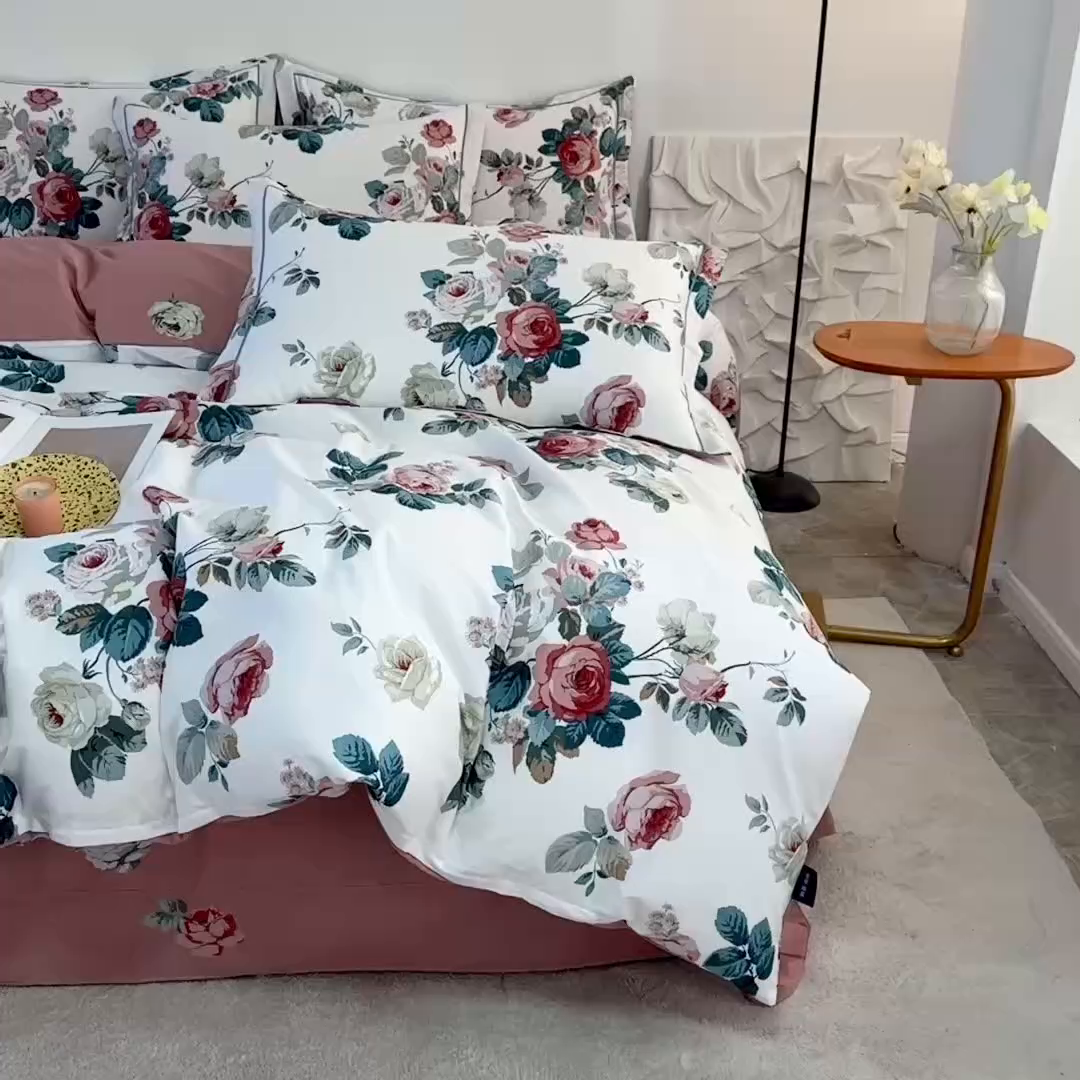 91家纺网 家纺一手货源 找家纺 磨毛世家家纺 206新款铂金凯丽全棉四件套 赫莲娜b粉