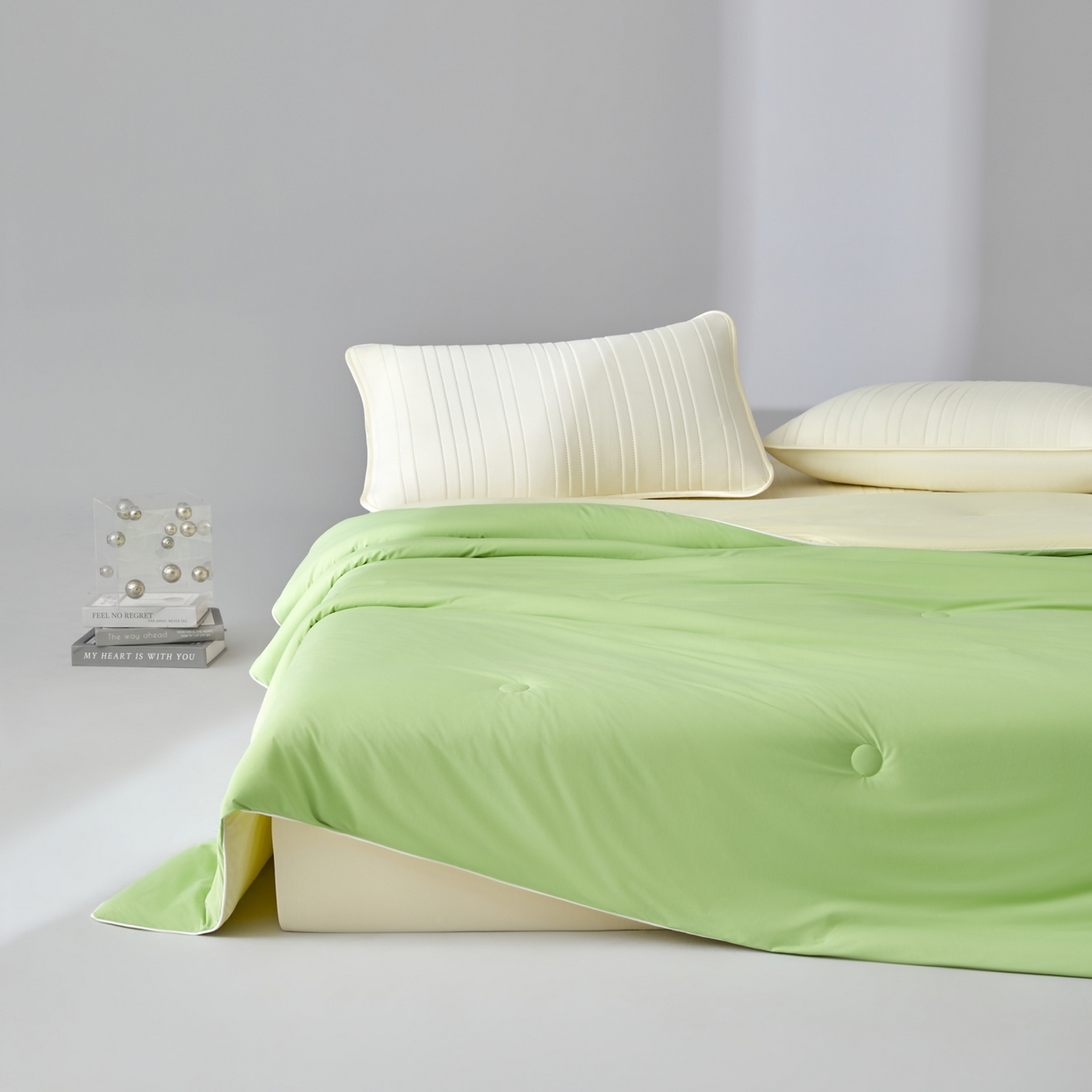 91家纺网 家纺一手货源 找家纺 绒城  2026 真凉感 真锦氨 锦氨凉感夏被四件套 锦纶凉感丝夏凉被 - 冰皮系列 冰皮翠绿