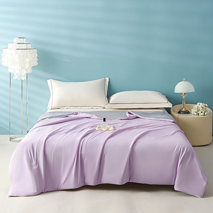 91家纺网 家纺一手货源 找家纺 益多眠 2026新款A类凉感丝羽丝棉夏被夏凉被空调被 淡紫灰