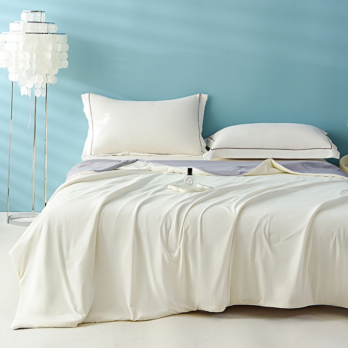 91家纺网 家纺一手货源 找家纺 益多眠 2026新款A类凉感丝羽丝棉夏被夏凉被空调被 奶白灰