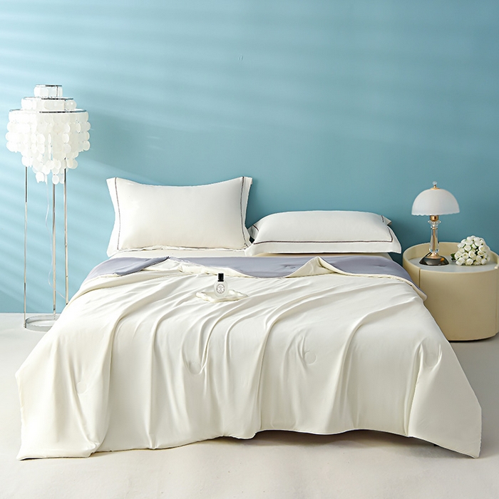 91家纺网 家纺一手货源 找家纺 益多眠 2026新款A类凉感丝羽丝棉夏被夏凉被空调被 奶白灰