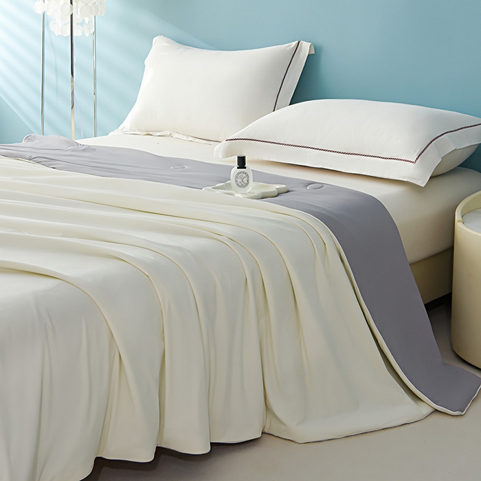 91家纺网 家纺一手货源 找家纺 益多眠 2026新款A类凉感丝羽丝棉夏被夏凉被空调被 奶白灰