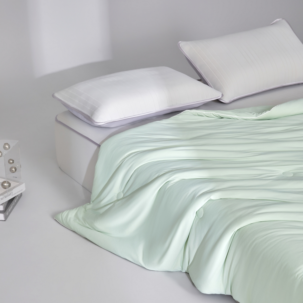 绒城  2026 真凉感 真锦氨 锦氨凉感夏被四件套 锦纶凉感丝夏凉被 - 冰皮系列 冰皮清凉绿