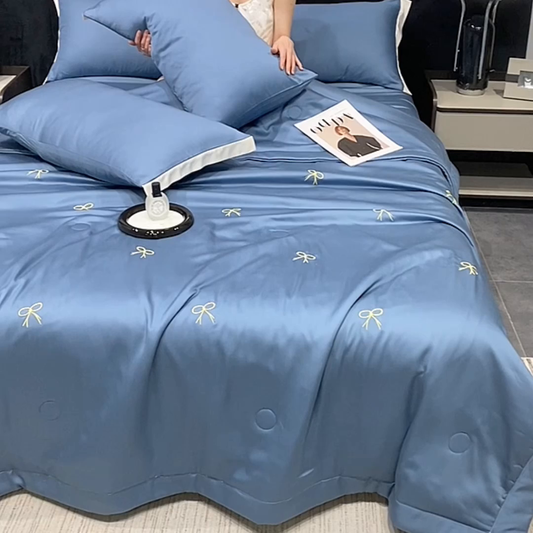 91家纺网 家纺一手货源 找家纺 （总）益多眠 2026新款水洗真丝刺绣夏被夏凉被空调被四件套