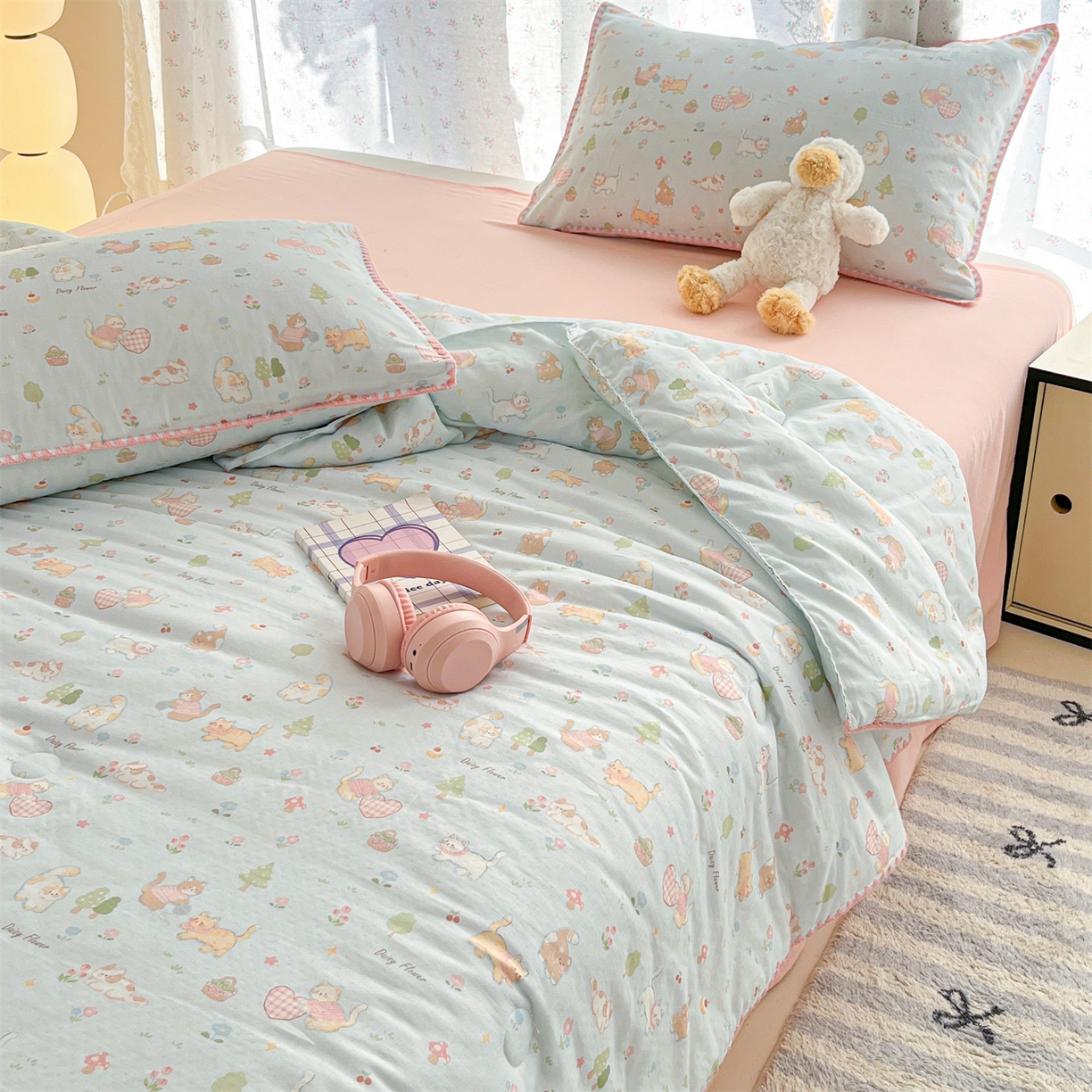 91家纺网 家纺一手货源 找家纺 （总）盛秋家纺 2026新款三角针水洗棉贝壳边印花夏被系列