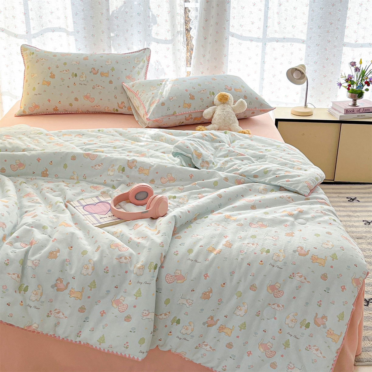 91家纺网 家纺一手货源 找家纺 （总）盛秋家纺 2026新款三角针水洗棉贝壳边印花夏被系列