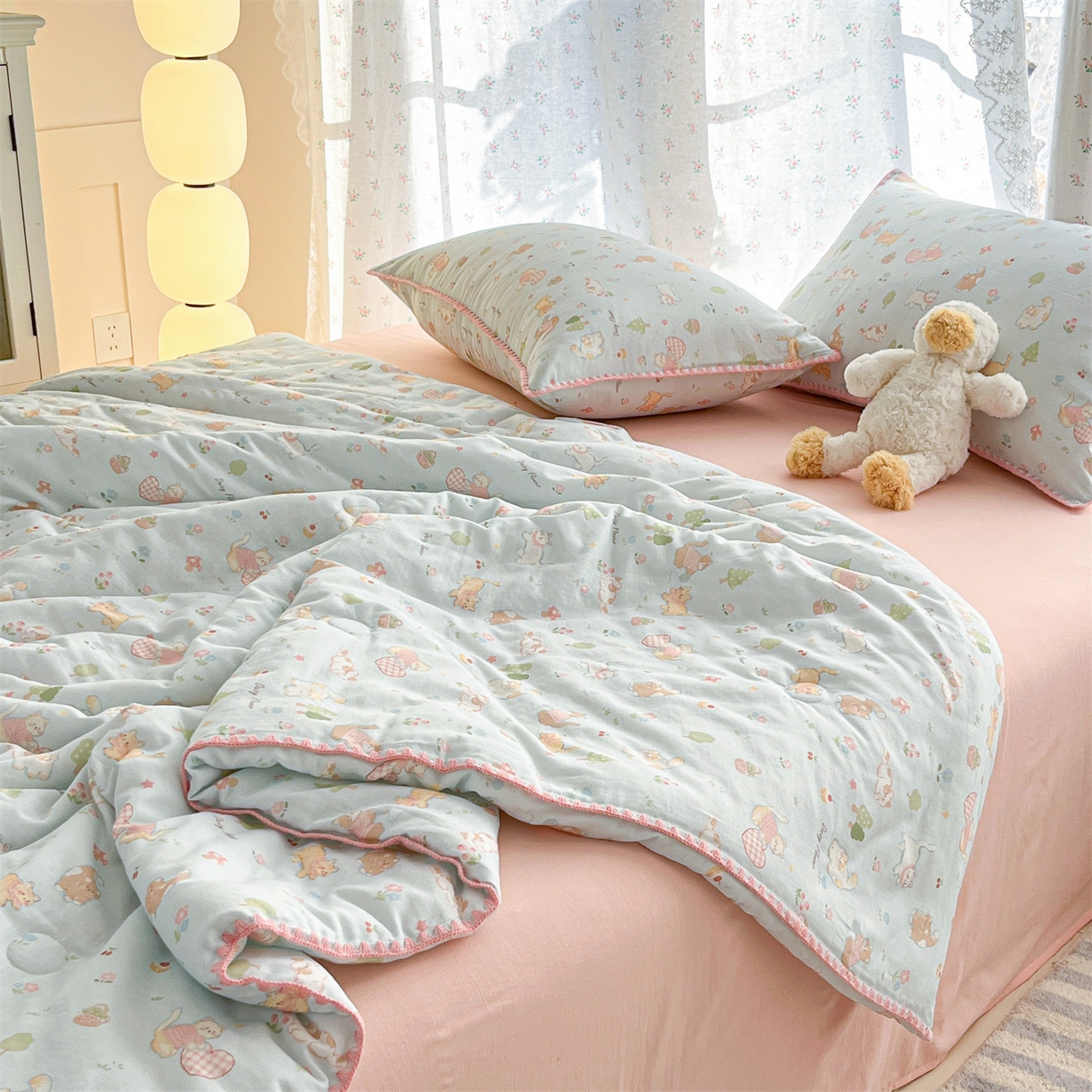 91家纺网 家纺一手货源 找家纺 （总）盛秋家纺 2026新款三角针水洗棉贝壳边印花夏被系列