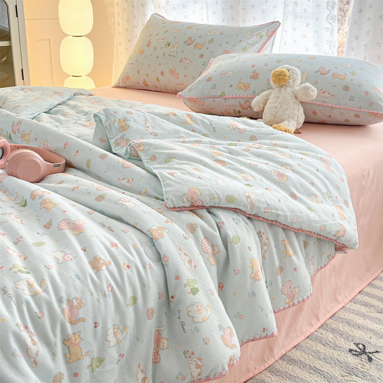 91家纺网 家纺一手货源 找家纺 （总）盛秋家纺 2026新款三角针水洗棉贝壳边印花夏被系列