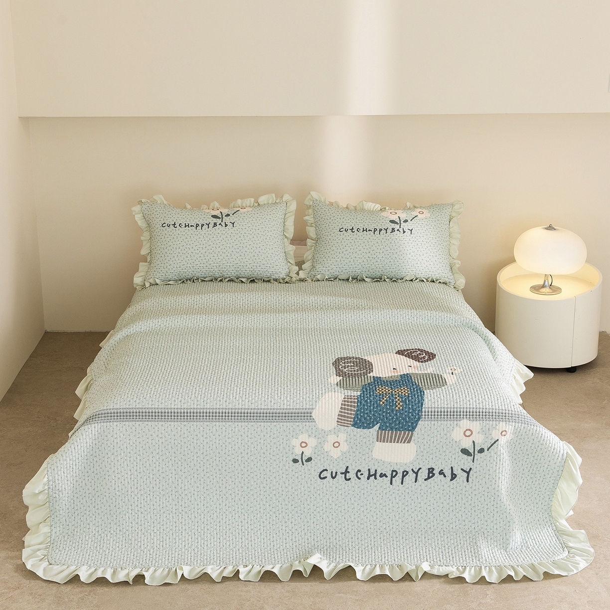 91家纺网 家纺一手货源 找家纺 立奥被业 2026新品古法水洗棉夏被仿棉大版床盖防棉大版夏被 小象绿