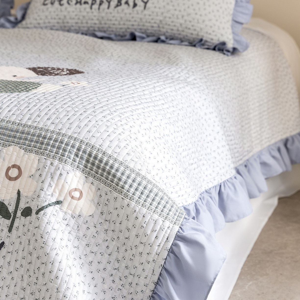 91家纺网 家纺一手货源 找家纺 立奥被业 2026新品古法水洗棉夏被仿棉大版床盖防棉大版夏被 小象蓝