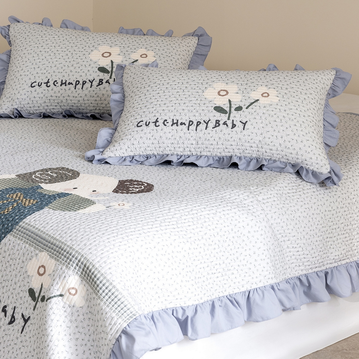 91家纺网 家纺一手货源 找家纺 立奥被业 2026新品古法水洗棉夏被仿棉大版床盖防棉大版夏被 小象蓝