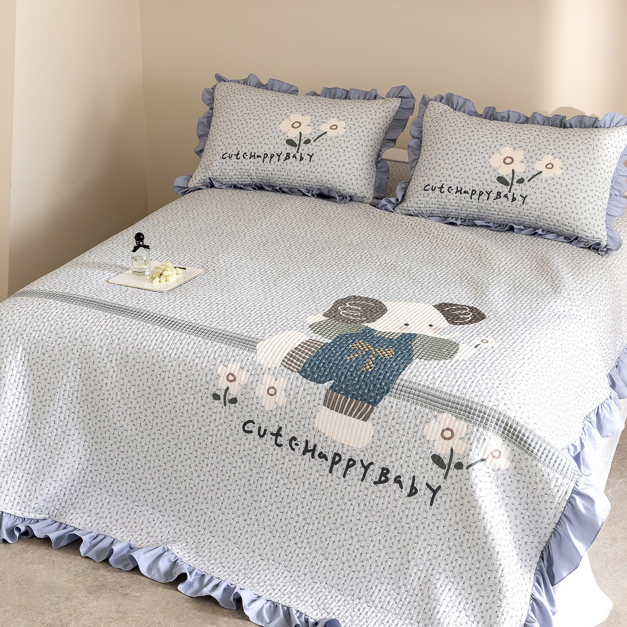 91家纺网 家纺一手货源 找家纺 立奥被业 2026新品古法水洗棉夏被仿棉大版床盖防棉大版夏被 小象蓝