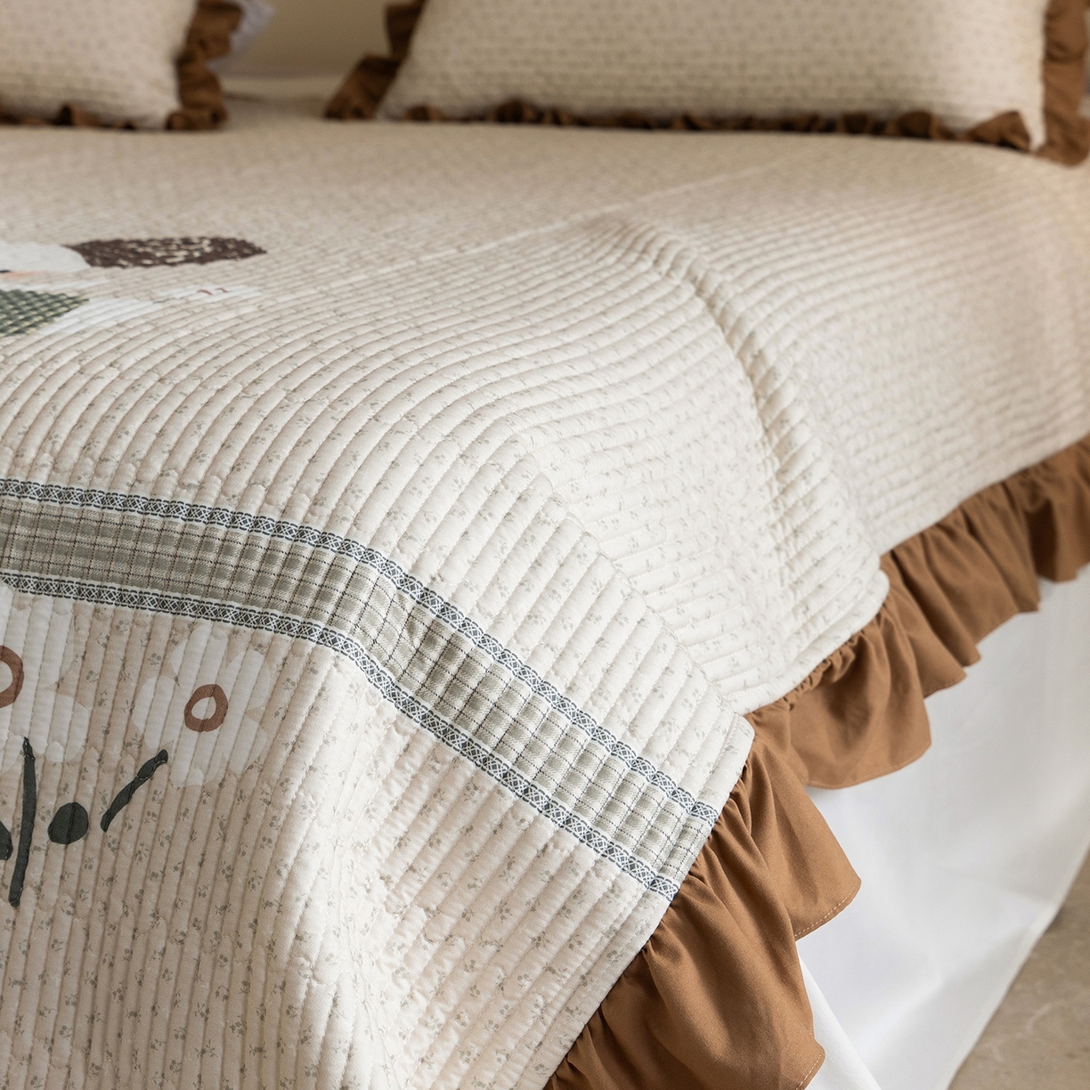 91家纺网 家纺一手货源 找家纺 立奥被业 2026新品古法水洗棉夏被仿棉大版床盖防棉大版夏被 小象咖