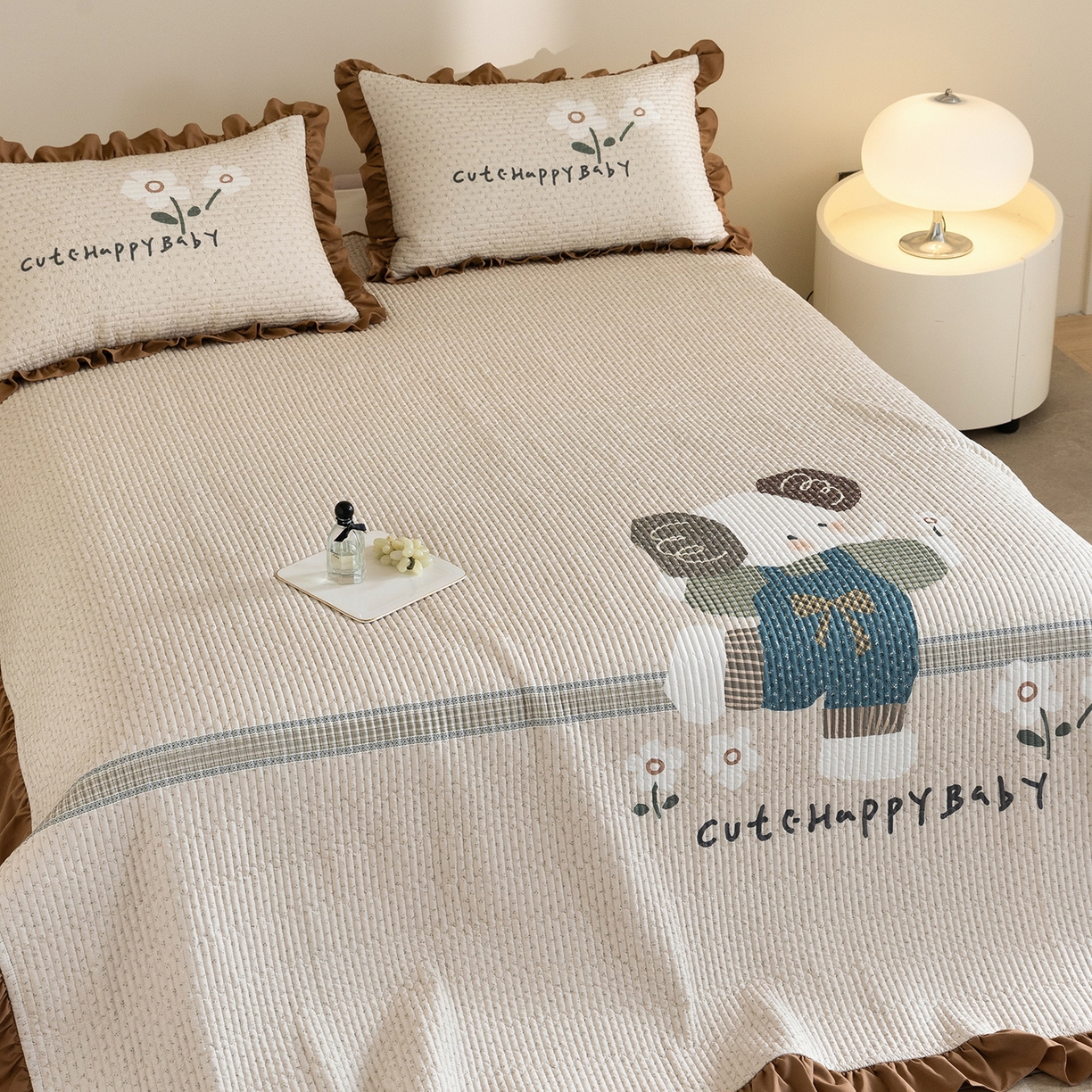 91家纺网 家纺一手货源 找家纺 立奥被业 2026新品古法水洗棉夏被仿棉大版床盖防棉大版夏被 小象咖