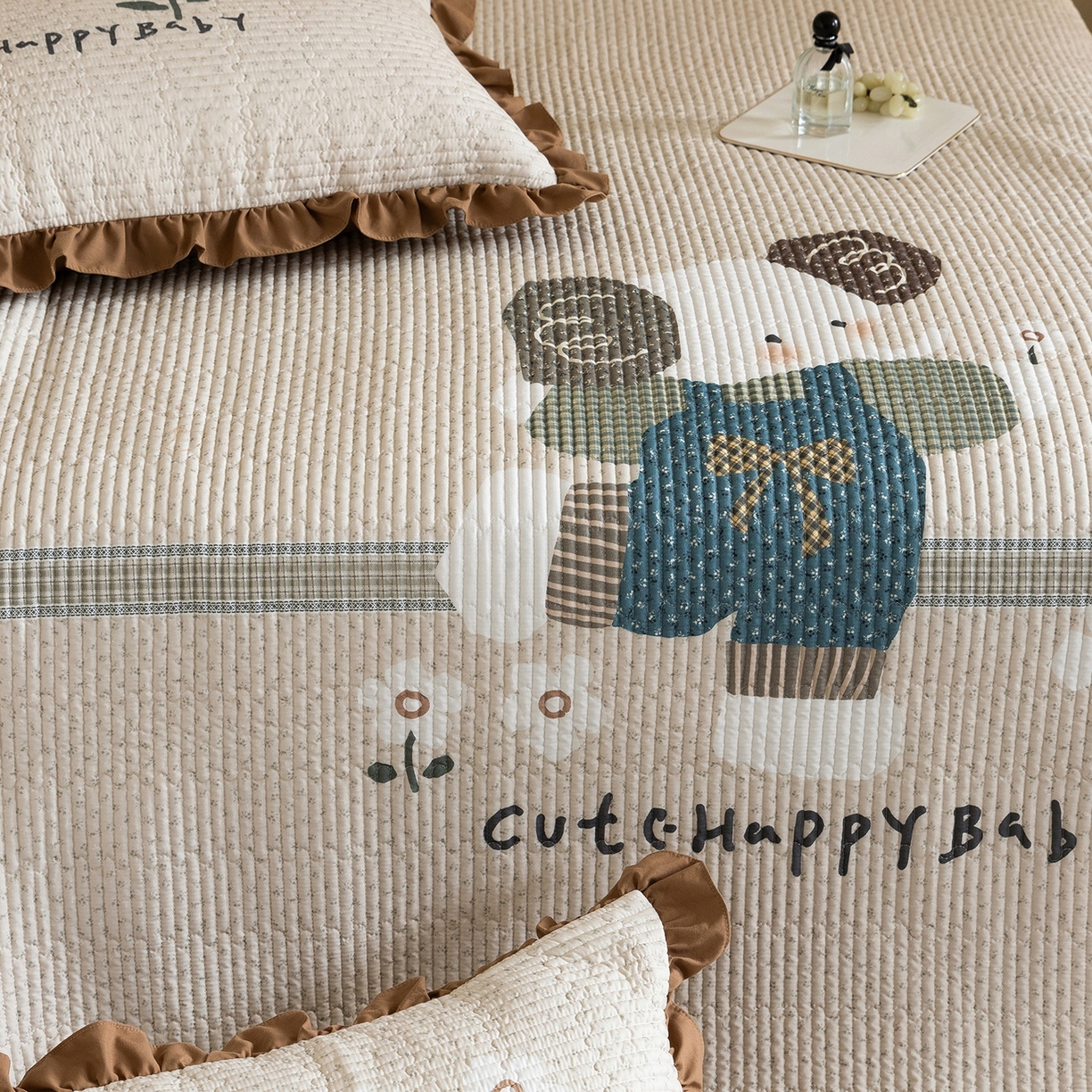 91家纺网 家纺一手货源 找家纺 立奥被业 2026新品古法水洗棉夏被仿棉大版床盖防棉大版夏被 小象咖