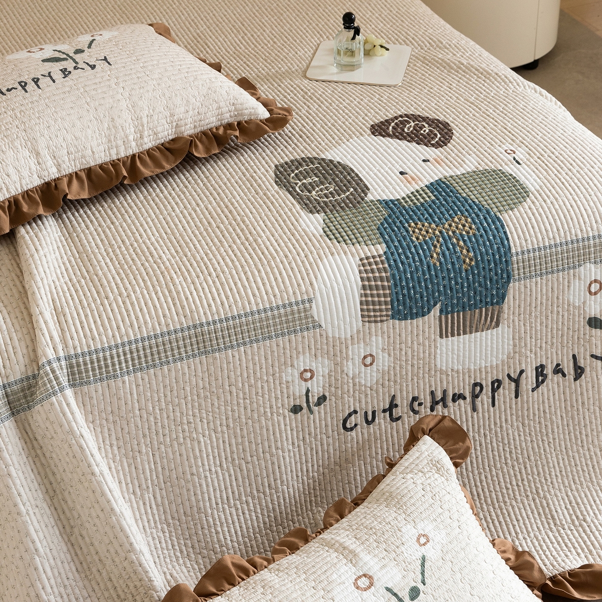 91家纺网 家纺一手货源 找家纺 立奥被业 2026新品古法水洗棉夏被仿棉大版床盖防棉大版夏被 小象咖