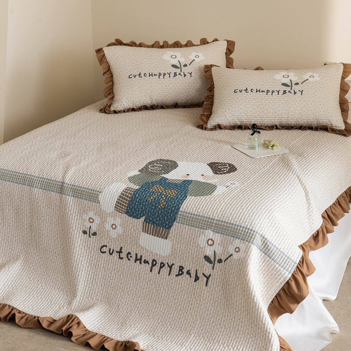 91家纺网 家纺一手货源 找家纺 立奥被业 2026新品古法水洗棉夏被仿棉大版床盖防棉大版夏被 小象咖