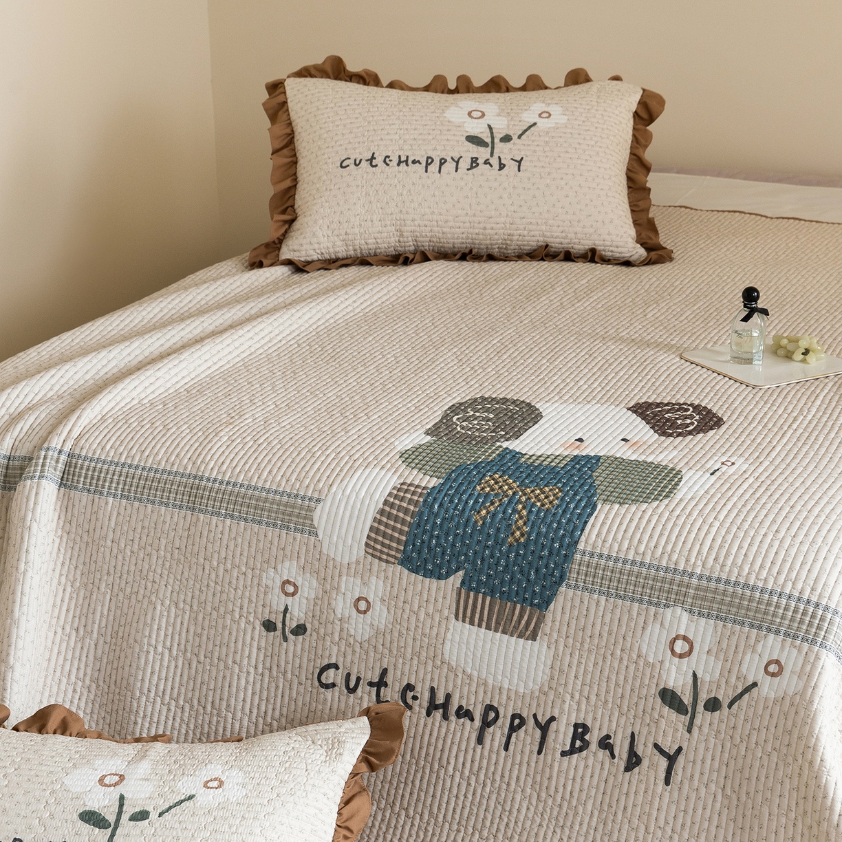 91家纺网 家纺一手货源 找家纺 立奥被业 2026新品古法水洗棉夏被仿棉大版床盖防棉大版夏被 小象咖