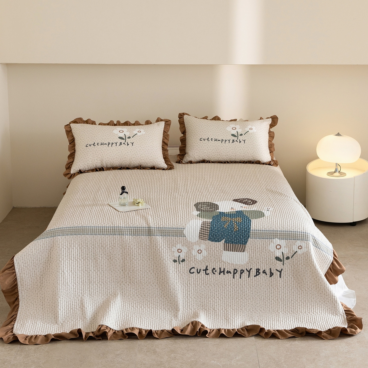 91家纺网 家纺一手货源 找家纺 立奥被业 2026新品古法水洗棉夏被仿棉大版床盖防棉大版夏被 小象咖