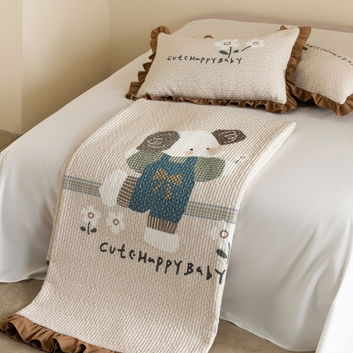 91家纺网 家纺一手货源 找家纺 立奥被业 2026新品古法水洗棉夏被仿棉大版床盖防棉大版夏被 小象咖