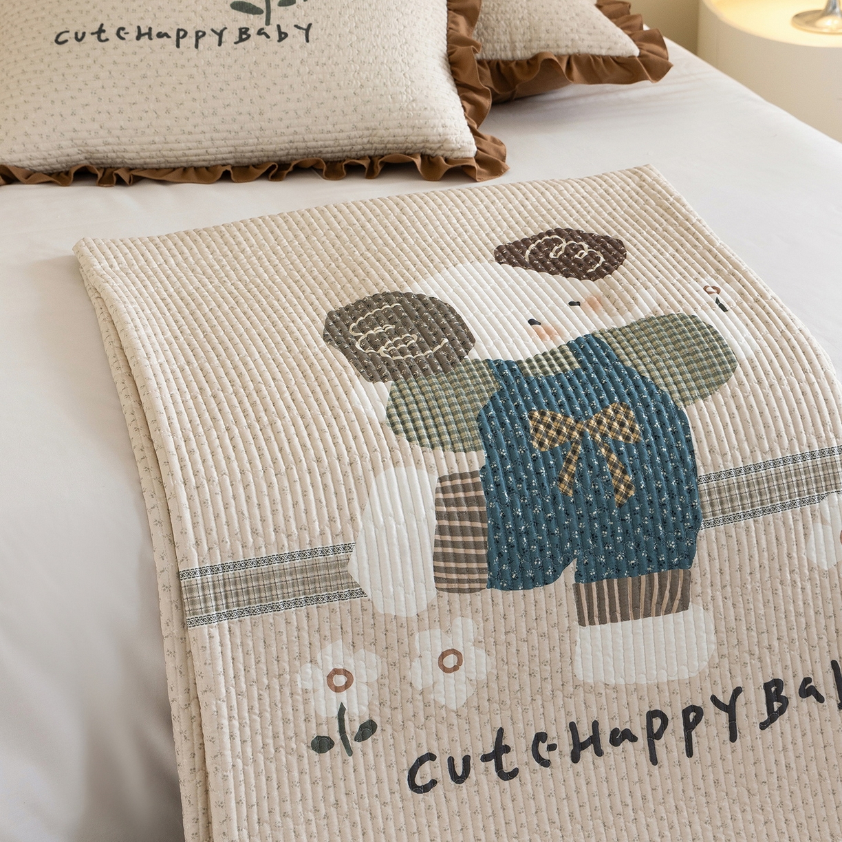 91家纺网 家纺一手货源 找家纺 立奥被业 2026新品古法水洗棉夏被仿棉大版床盖防棉大版夏被 小象咖