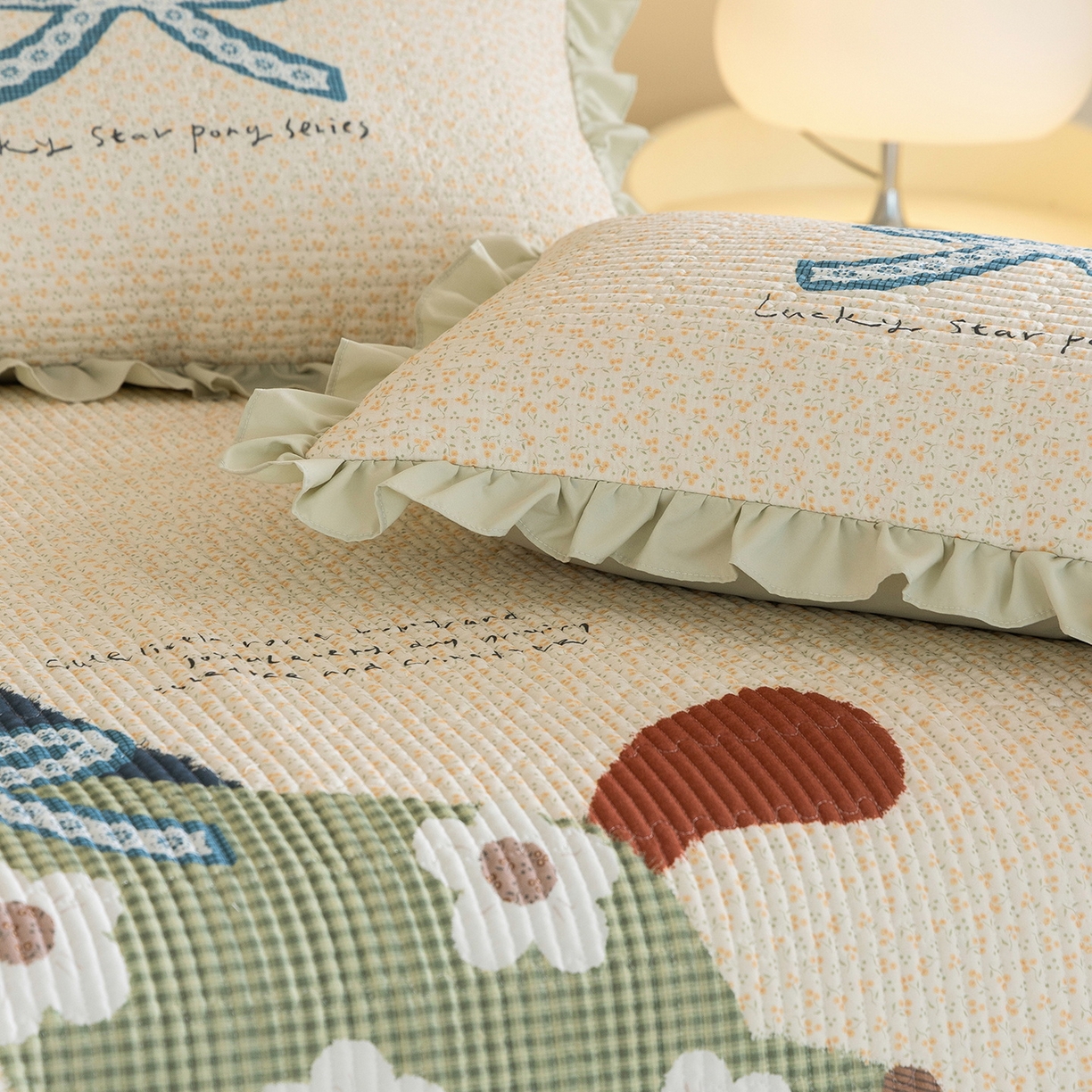 91家纺网 家纺一手货源 找家纺 立奥被业 2026新品古法水洗棉夏被仿棉大版床盖防棉大版夏被 小马绿