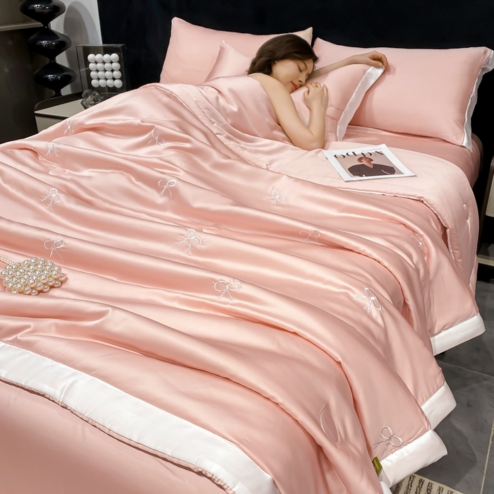 91家纺网 家纺一手货源 找家纺 （总）益多眠 2026新款水洗真丝刺绣夏被夏凉被空调被四件套