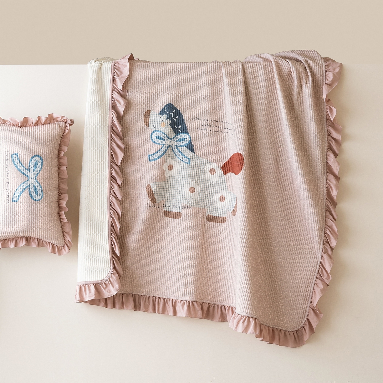 立奥被业 2026新品古法水洗棉夏被仿棉大版床盖防棉大版夏被 小马粉