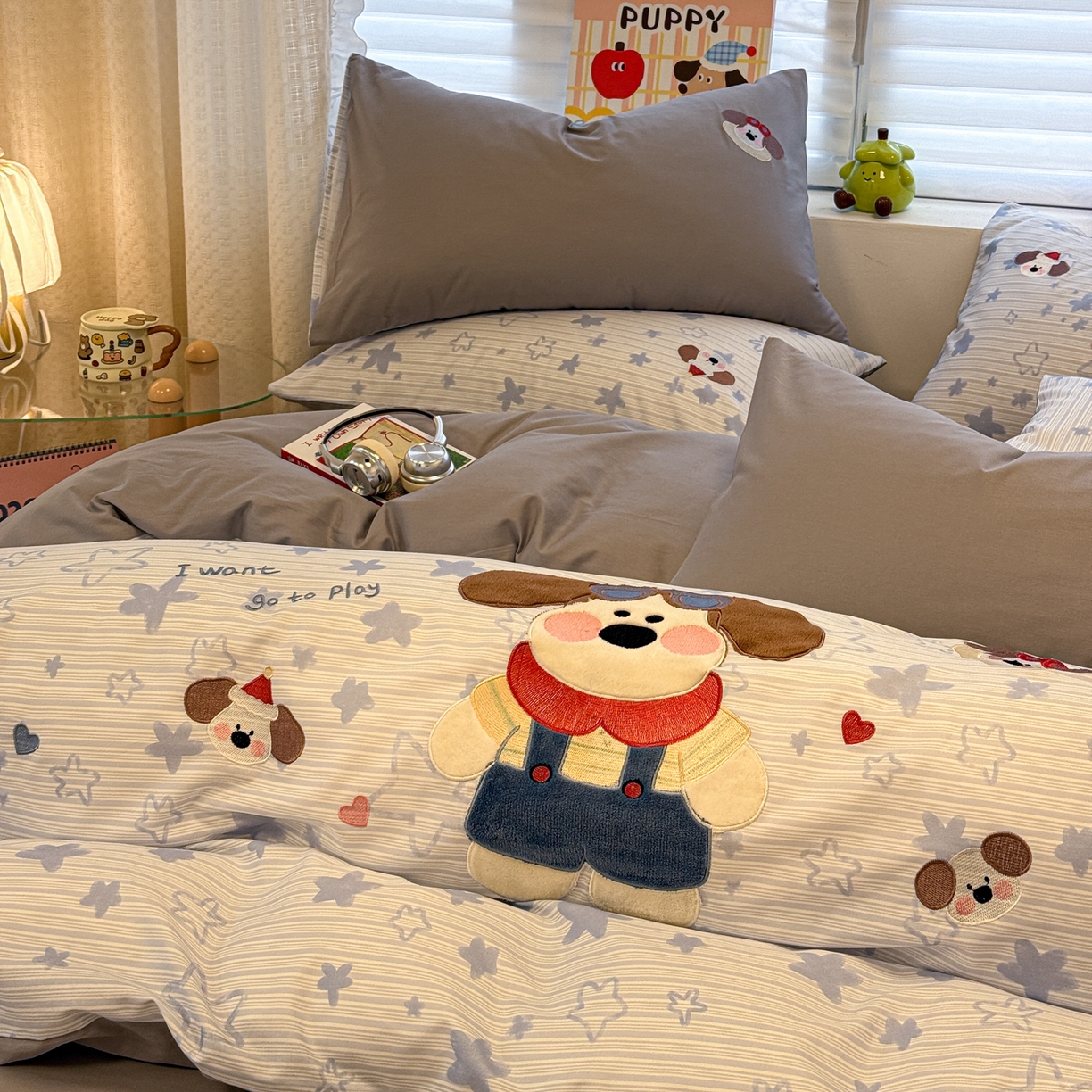 91家纺网 家纺一手货源 找家纺 懒猫家纺 2026新款A类高精密40支13374全棉纯棉喷气印花贴布绣四件套  【带礼盒】 飞行梦想家