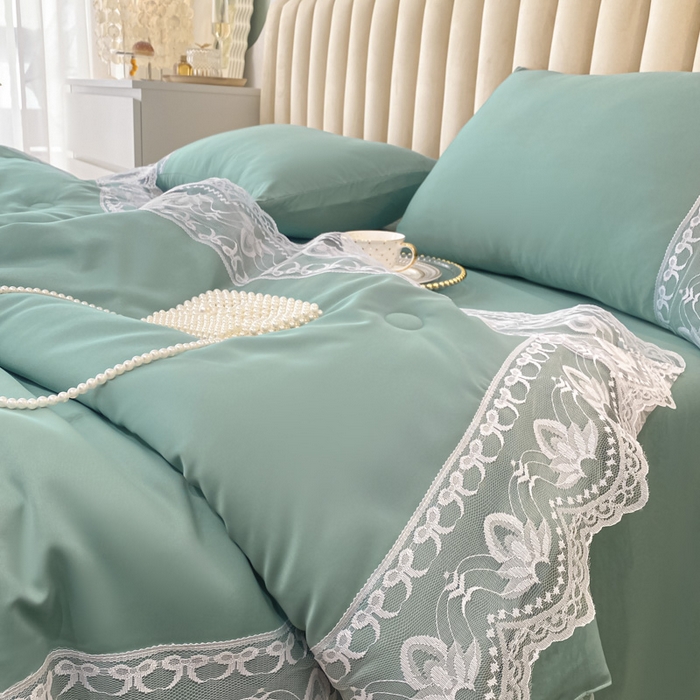 91家纺网 家纺一手货源 找家纺 益多眠 2026新款水洗天丝蕾丝花边夏被夏凉被空调被-公主 公主-琉璃绿